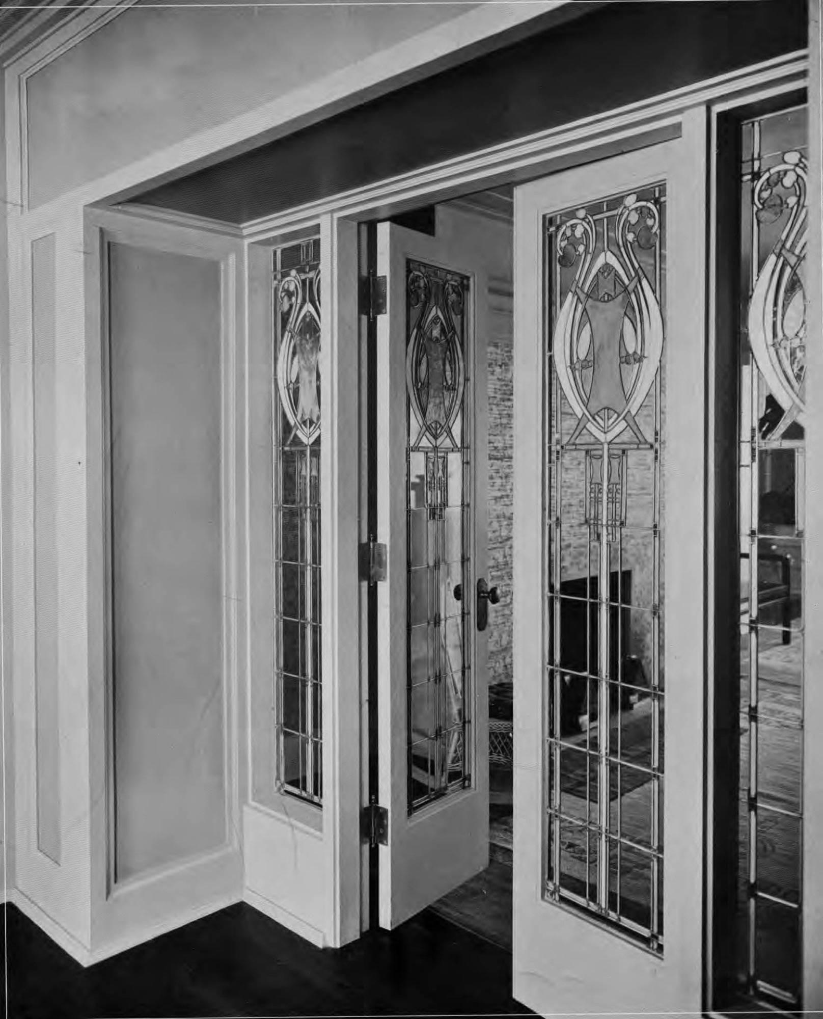 Riverside house, leaded-glass windows